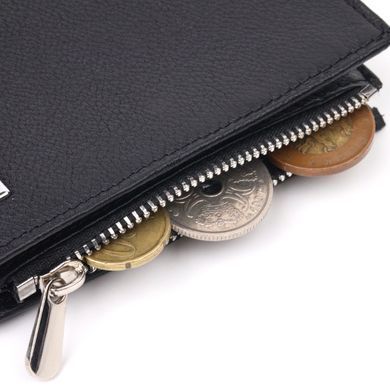 Вместительный вертикальный небольшой кожаный кошелек KARYA 21384 Черный