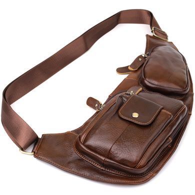 Чоловіча сумка з великою кількістю кишень із натуральної шкіри Vintage 22962 Коричневий