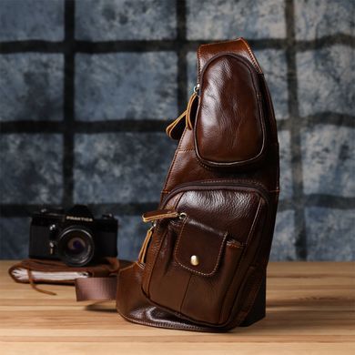 Чоловіча сумка з великою кількістю кишень із натуральної шкіри Vintage 22962 Коричневий