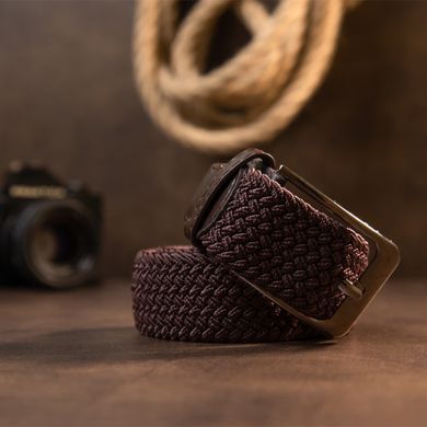 Текстильний чоловічий ремінь класика Vintage 20523 Коричневий