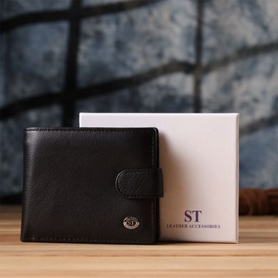 Классический мужской бумажник горизонтального формата из натуральной кожи ST Leather 23094 Черный