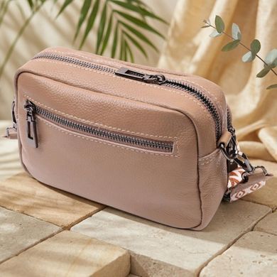Практична жіноча сумка з накладною кишенею з натуральної шкіри Vintage 22638 Бежева