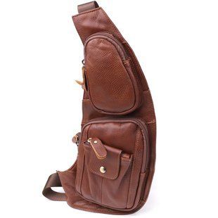 Мужская сумка с большим количеством карманов из натуральной кожи Vintage 22963 Коричневый