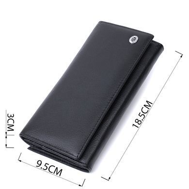 Добротное женское портмоне с карманом для монет из натуральной кожи ST Leather 22691 Черный