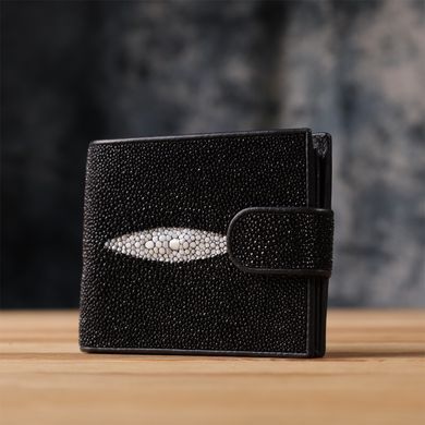 Портмоне чоловіче STINGRAY LEATHER 18070 з натуральної шкіри морського ската Чорне