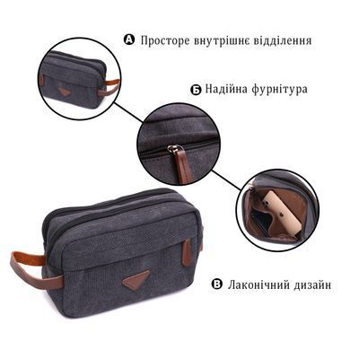 Стильна барсетка для чоловіків на два відділення з якісного текстилю Vintage 22233 Чорний
