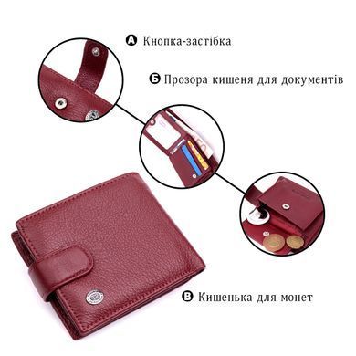 Стильне жіноче портмоне з блоком для карт з натуральної шкіри ST Leather 19472 Бордовий