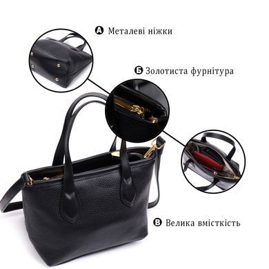 Містка сумка з двома ручками з натуральної шкіри Vintage 22286 Чорна