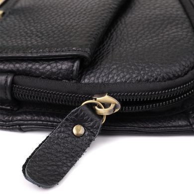 Мужская сумка через плечо из зернистой натуральной кожи Vintage 22964 Черный