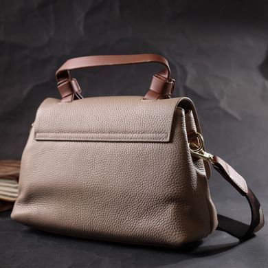 Сумка для женщин с интересным ручкой из натуральной кожи Vintage 22337 Бежевый