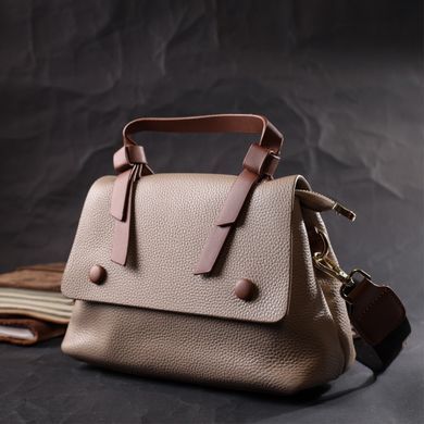 Сумка для женщин с интересным ручкой из натуральной кожи Vintage 22337 Бежевый