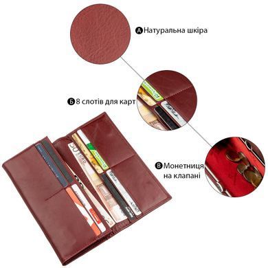 Вместительный женский кошелек ST Leather 18877 Темно-красный