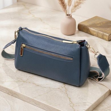 Женская практичная сумка через плече из натуральной кожи Vintage 22287 Синяя