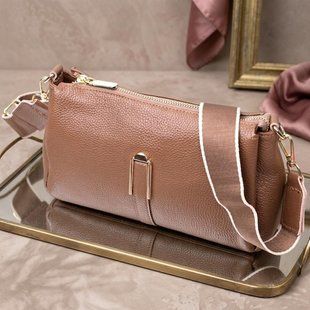 Жіноча стильна сумка через плече з натуральної шкіри Vintage 22288 Бежева