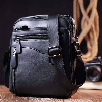 Практична чоловіча сумка Vintage 20823 шкіряна Чорний