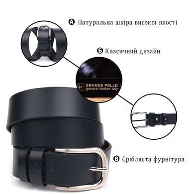 Якісний ремінь для чоловіків із натуральної шкіри Grande Pelle 21468 Синій