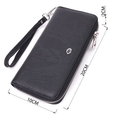 Кошелек-клатч универсальный на одно отделение из натуральной кожи ST Leather 22562 Черный