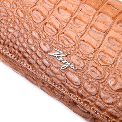 Жіночий горизонтальний гаманець з натуральної шкіри з тисненням під крокодила KARYA 21164 Рудий