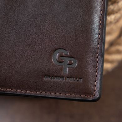Вертикальне глянсове портмоне з накладною монетницьою GRANDE PELLE 11330 Шоколадне