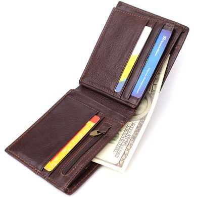 Горизонтальный стильный кошелек из натуральной кожи Vintage 22888 Коричневый