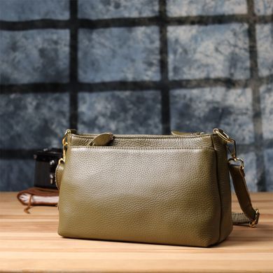 Шкіряна сумка із щільним дном для жінок Vintage 22984 Оливковий