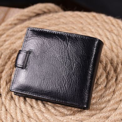 Місткий чоловічий гаманець середнього розміру з натуральної шкіри ST Leather 19419 Чорний