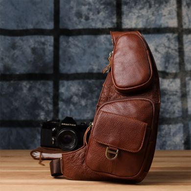 Чоловіча сумка через плече із зернистої натуральної шкіри Vintage 22966 Коричневий