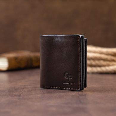 Вертикальне глянсове портмоне з накладною монетницьою GRANDE PELLE 11330 Шоколадне
