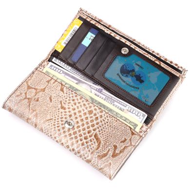 Дуже ніжний жіночий гаманець із натуральної фактурної шкіри під змію KARYA 21014 Бежевий