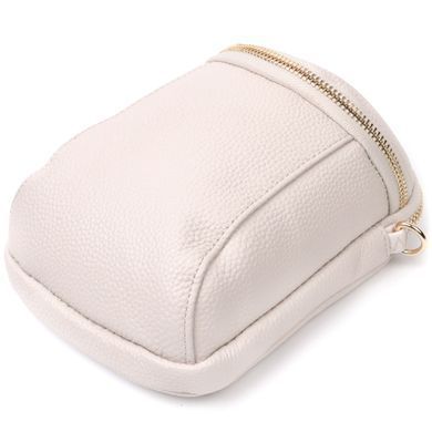 Компактна сумка цікавого формату із м'якої натуральної шкіри Vintage 22339 Біла