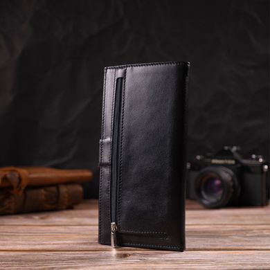 Узкий купюрник для мужчин из натуральной гладкой кожи CANPELLINI 21916 Черный