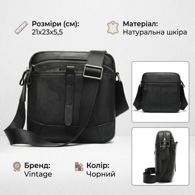 Компактная сумка через плечо из кожи Vintage 20034 Черная