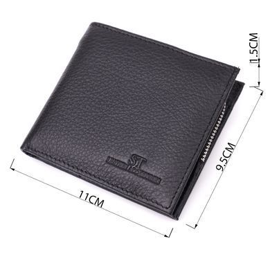 Кошелек среднего размера с оригинальной монетницей из натуральной кожи ST Leather 22458 Черный