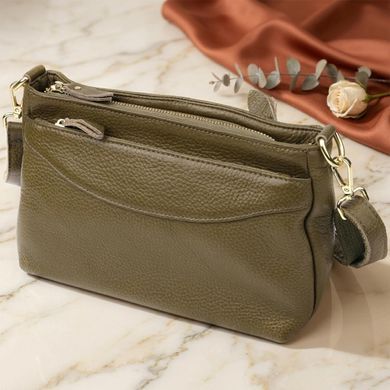 Шкіряна сумка із щільним дном для жінок Vintage 22984 Оливковий