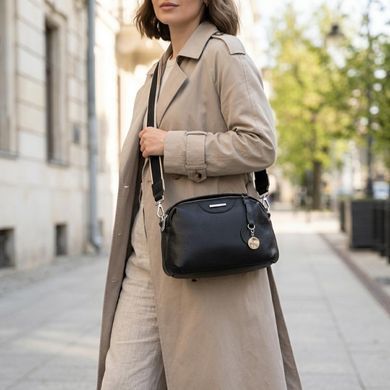 Сумка на два відділення з натуральної шкіри Vintage 22592 Чорна