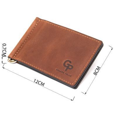 Мужской кожаный винтажный зажим GRANDE PELLE 11477 Коричневый