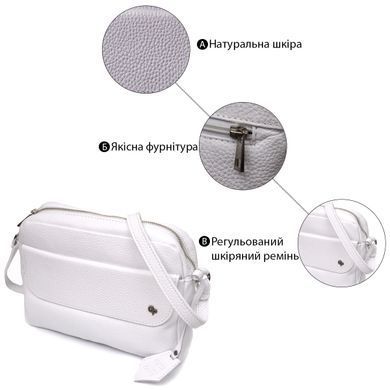 Жіноча сумка крос-боді із натуральної шкіри GRANDE PELLE 11650 Біла