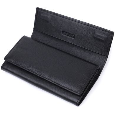 Женский кожаный кошелек для карт купюр и монет ST Leather 22696 Черный