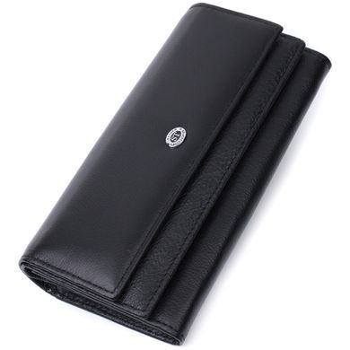 Женский кожаный кошелек для карт купюр и монет ST Leather 22696 Черный