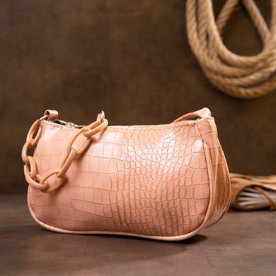 Компактна сумка-багет з шкірозамінника під екзотику Vintage sale_14926 Рожева