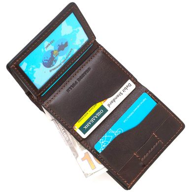 Зручний чоловічий гаманець у три складання GRANDE PELLE 16787 Темно-коричневий