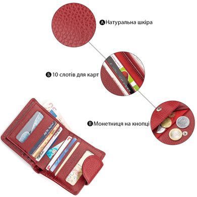 Жіночий шкіряний гаманець для карток купюр та монет ST Leather 18499 Червоний