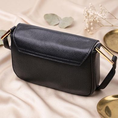 Лаконичная сумка с жестким каркасом из натуральной кожи Vintage 22391 Черная