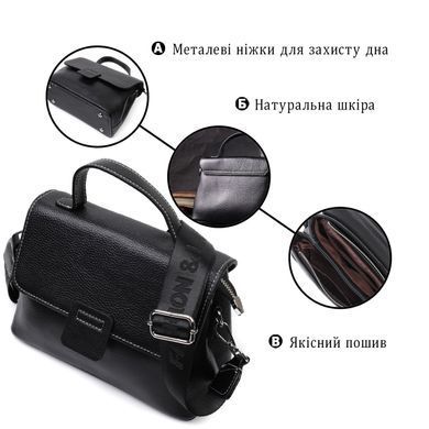 Сумка сэтчел в классическом цвете для женщин из натуральной кожи Vintage 22291 Черная