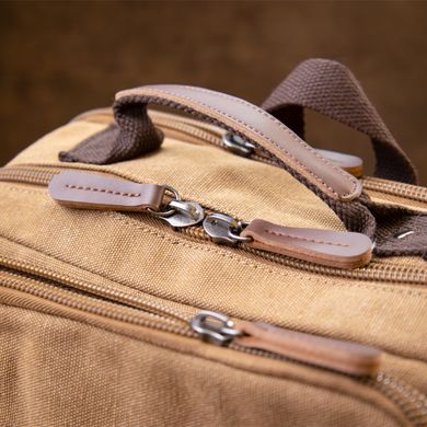 Рюкзак текстильний дорожній унісекс на два відділення Vintage 20614 Пісочний