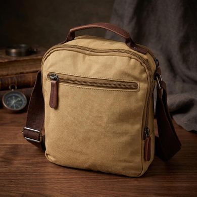 Вертикальная сумка для мужчин из текстиля Vintage 22239 Песочный