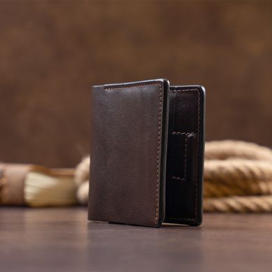 Вертикальне портмоне-кредитниця комбі в гладкій шкірі GRANDE PELLE 11328 Коричневе