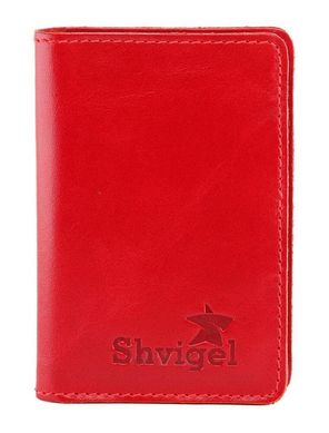 Стильная визитница красного цвета SHVIGEL 00116