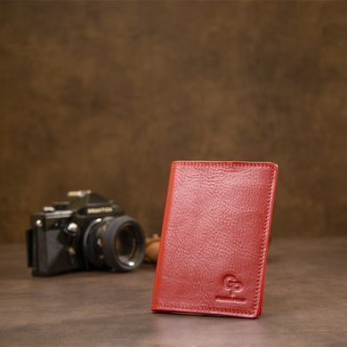 Красива шкіряна обкладинка на паспорт GRANDE PELLE 11480 Червоний
