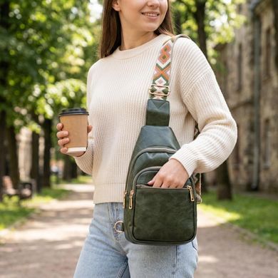 Сумка компактного размера с одной лямкой через плечо из гладкой экокожи Vintage 22771 Зеленый